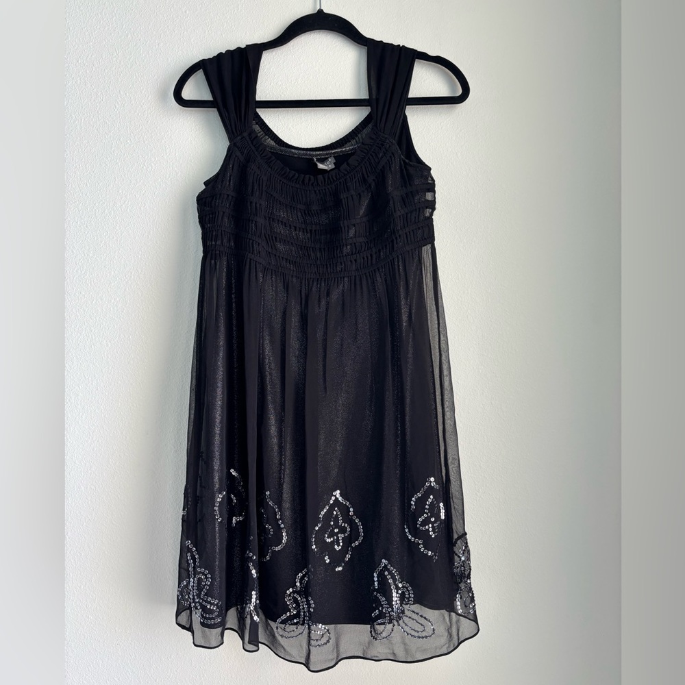 Y2K Muse Black/Silver Sequined Dress Size 6